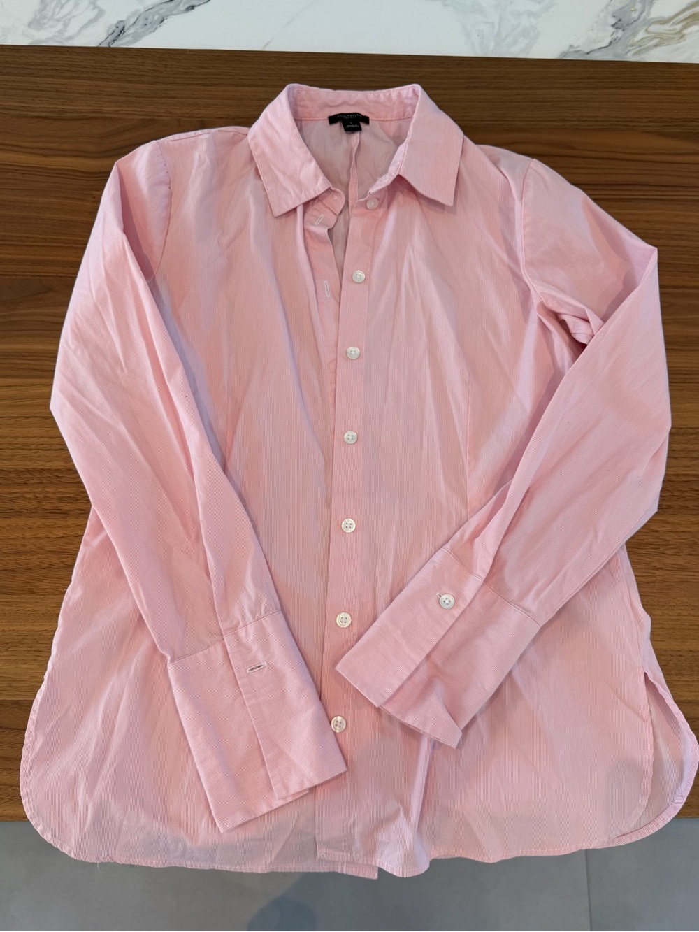 Bundle of 2 (Ann Taylor Light Pink & Express Black button down dress shirts)